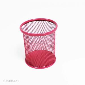 Hot sales office school stationery round metal mesh pen container