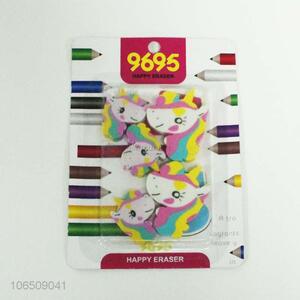 Wholesale creative design cartoon unicorn erasers for kids