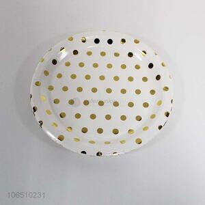 Hot selling round polka dot printed disposable paper plates