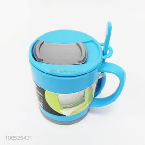 Factory price fashion food grade plastic cup with lid and spoon