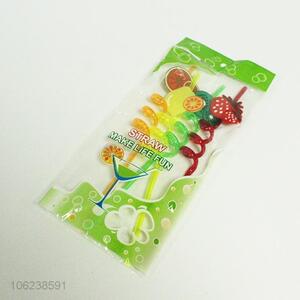 High quality spiral Fruit shaped plastic drinking straw