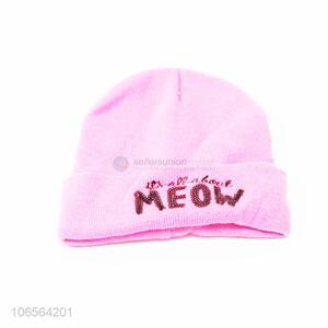 Newly designed women pink acrylic beanie hat with sequins