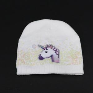 Wholesale cute unicorn applique women knitting beanie hat