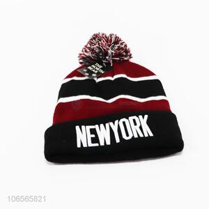 Attractive design adults winter knitting hats letters jacquard hats