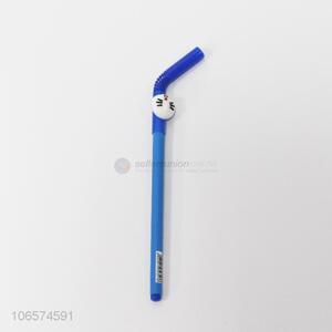 Factory sales cartoon frog design straw shaped gel ink pen