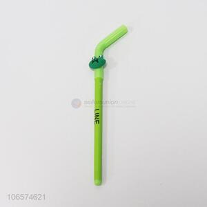 Good quality cartoon frog design straw shaped gel ink pen