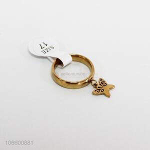 Latest style women jewelry gold plated alloy ring with charms