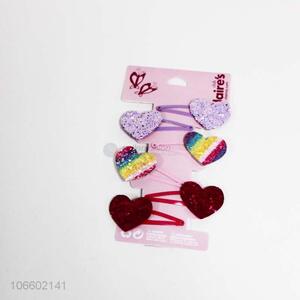China factory children fashion colorful heart hair clips