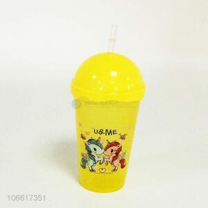 Fashion Colorful Juice Cup Plastic Cup With Straw