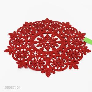 High sales decorative hollowed-out glitter snowflake EVA placemat