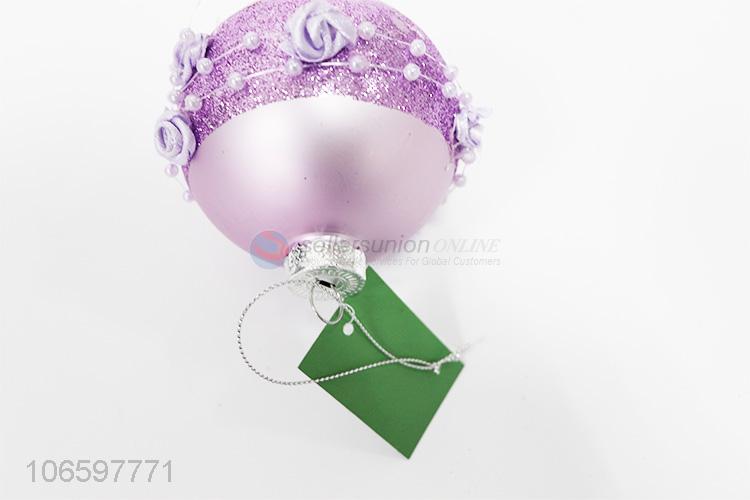 Latest style decorative purple glitter Christmas glass ball ornament