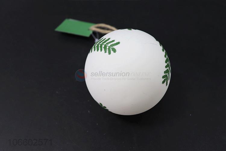 OEM factory decorative green leaf hand painted Christmas glass ball ornament
