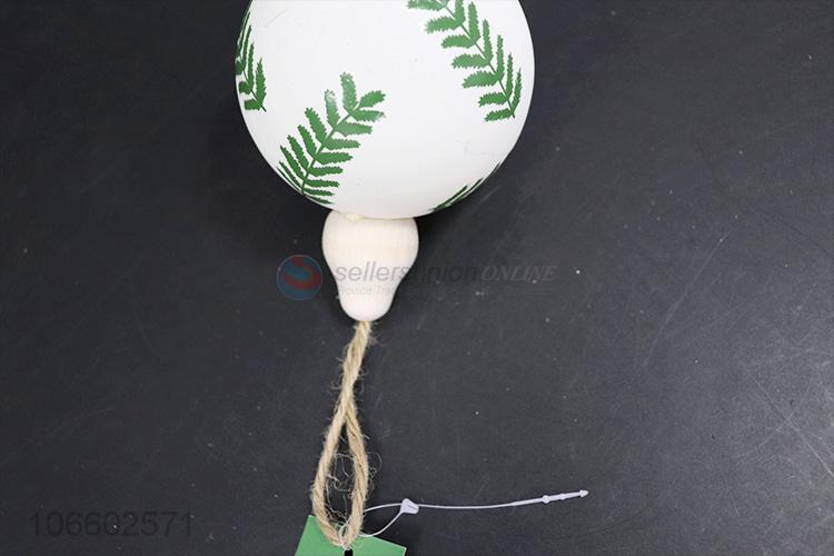 OEM factory decorative green leaf hand painted Christmas glass ball ornament