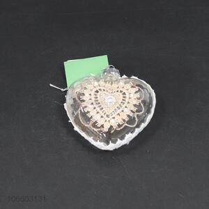 Custom Heart Shape Glass Christmas Hanging Ornament