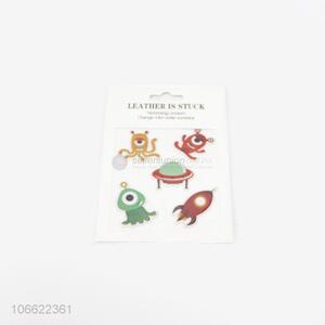 Customized decorative cartoon alien 3d pu leather sticker for kids