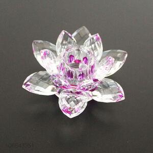 New design transparent colored crystal lotus candle holder