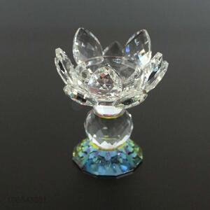 Hot selling home oranaments clear crystal lotus candle holder