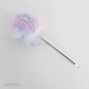 New design kids plastic ball-point pen with colorful pom pom