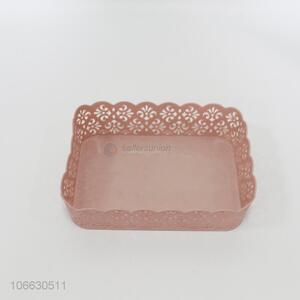 China supplier rectangle plastic fruit basket with hollowed lace sides