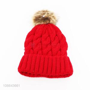 Wholesale Ladies Knitted Cap Fashion Pompon Hat