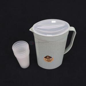 Household use oval wheat plastic water jug and cups set