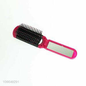 Unique Design Plastic Comb Brush With Mirror