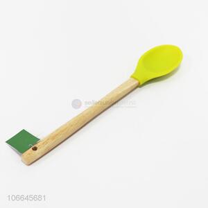 Competitive price biodegradable silicone spoon with wooden handle