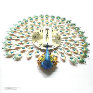 Deluxe luxury home decoration peacock wall clocks metal crafts