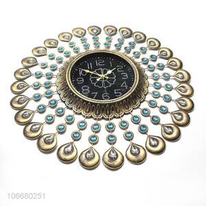 High-end metal art lagre wall clock vintage peacock clocks