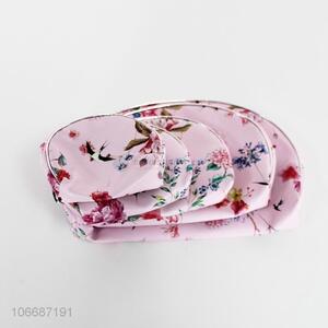 Best selling 5pcs flower printed pu makeup bag for ladies