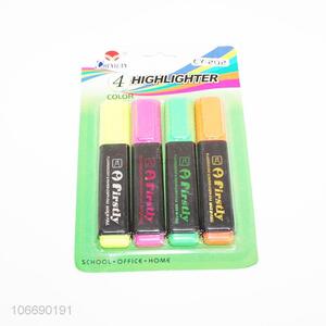Wholesale 4pcs stationery products plastic colorful highlighters