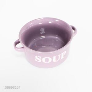 New arrival ceramic soup bowl with two handle