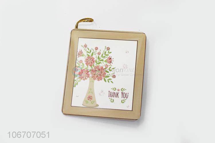 Factory direct sale rectangle flower printed paper greeting card