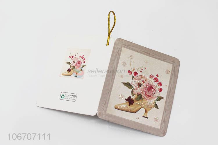 High quality rectangle flower printed paper greeting card