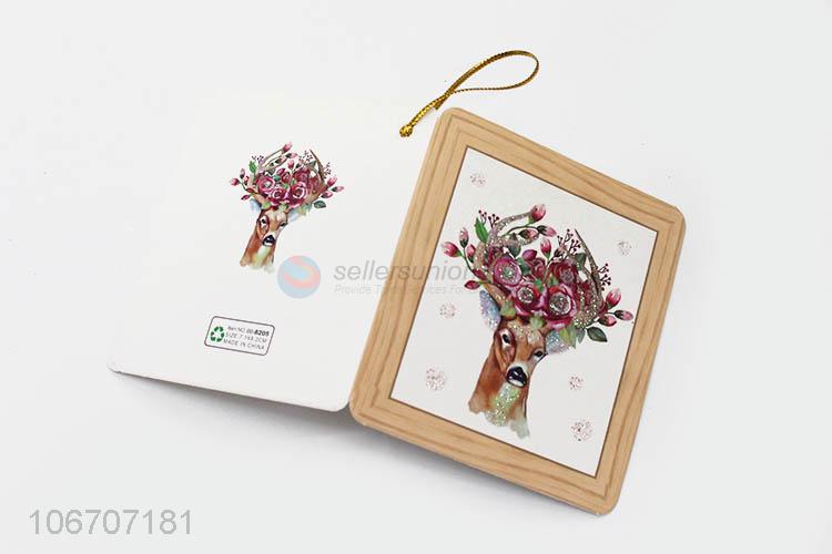 Customized cheap rectangle flower printed paper greeting card