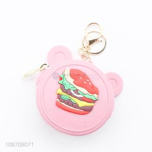 Fashion Design Cute Silicone Mini Cartoon Hamburger Round Shaped Coin Purse