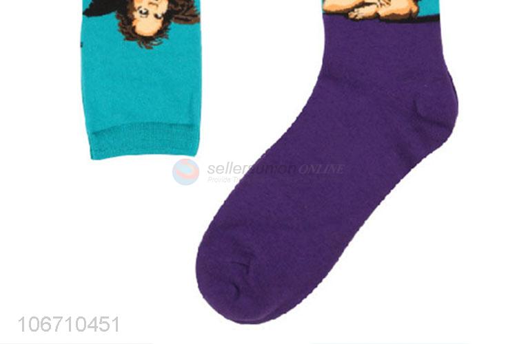 Good Quality Angle Design Men Mid-Calf Length Sock Breathable Cotton Socks