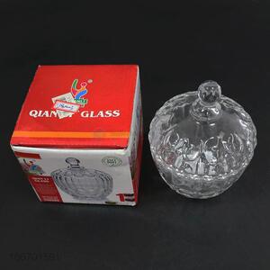 High-end machine pressing transparent glass candy jar with lid