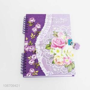 Good quality wholesale beautiful flower printed spiral notebook