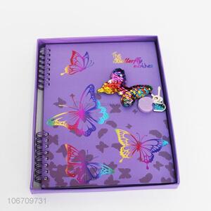 Reasonable price butterfly printed notebook with lock and key