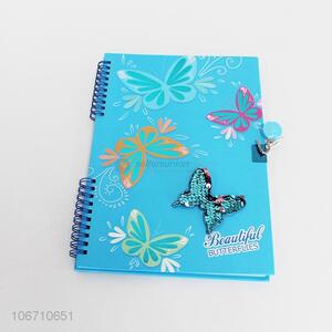 High sales butterfly printed notebook with lock and key