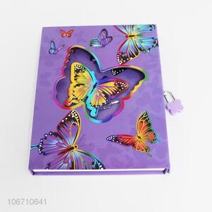 China supplier butterfly printed notebook with lock and key