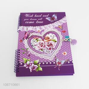 Wholesale delicate butterfly printed notebook with lock and key