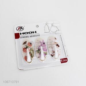 Top sales flower printed sticky hooks wall hooks