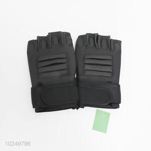 New product black  half-finger pu leather gloves for adult