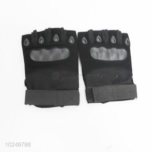 Cheap and good quality black half-finger polyester gloves