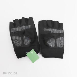 Premium quality black half-finger polyester gloves
