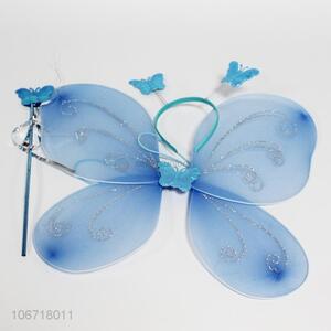 New design butterfly fairy costume dress up set with wings, headband and wand