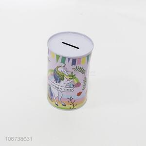 New design unicorn printed cylindrical tin money box