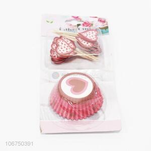 Wholesale fashion 24pcs cupcake paper cups and cake picks set